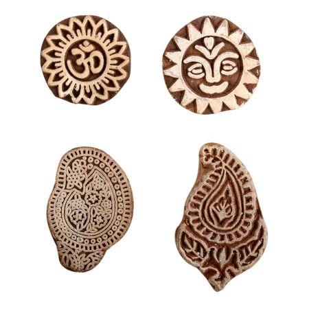 Set of 4 Piece New Mix Wooden Printing Block